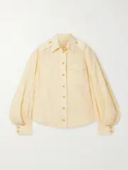 [Zimmermann] Zimmermann - Illuminate Pleated Ramie Shirt - Yellow - 2 2 Yellow