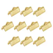 100Pcs Ribbon Crimp Clamp Ends 10mm Cord End Clasp for DIY Craft Gold Tone