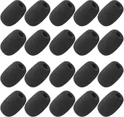 Golden Pearl 20 Piece Black L30mm x D8mm Mini Microphone Headset Windscreen Foam Mic Cover
