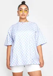 [NGOrder] Plus Blue Checkerboard Tee