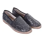 Dolce & Gabbana Sequin Espadrilles Shoes Tremiti with Logo Silver