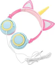 SEWACC 1Pc Glowing Unicorn Headset Creative Cartoon Headphones for Eye Catching Design with Standard Jack Present for Stylish Fun Headphone