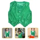 Hip Hop Sequin Vest Girl Sequin Vest Kids Sequin Vest V-Neck Green Vest for