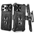Case for iPhone 16 Pro Max, Slide Camera Cover & Belt Clip Holster & Black