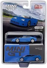 True Scale Miniatures Model Car Compatible with Bugatti EB110 GT Blu Bugatti 1/64 Diecast Model Car Mini GT MGT00644