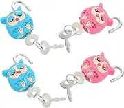 DOITOOL 4pcs Mini Padlocks Fun Cartoon Small Metal Security Locks with Room Travel Bags School Lockers Diary Books and Jewelry Boxes