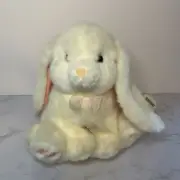 Vintage Russ Powderpuff Bunny Rabbit Plush Stuffed Animal Cream Pink Easter