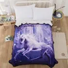 Floral Plush Unicorn Blanket Singe Size Comforter Home Decoration Throw Rug