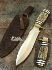 CUSTOM HANDMADE D2 Knife Rare FullTang Hunting Engraved Art Bone