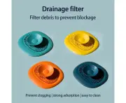 Press Type Floor Drain Deodorant Cover Silicone Sink Washbasin Drain Strainer-Dark Blue