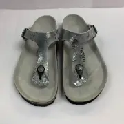Birkenstock New w/ Box Gizeh Vintage Metallic Gray Silver Suede Nar Select Size
