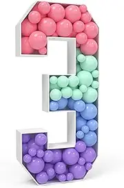 Marquee Numbers 3ft Mosaic Balloon Frame Number 3 Pre-Cut Foam Board Large Numbers for Party Decor Third Birthday Backdrop 3rd Birthday Boy Girl Party Anniversary Decorations