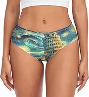 [RPLIFE] Tower Of Pisa Starry Night Womens Breifs Underware, Women Underwear Breathable, Womens Briefs Underwear Stretch, Tower of Pisa Starry Night, Small