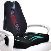 XCJump Memory Foam Seat Cushion and Lumbar Support for Office Chairs, Lumbar Cushion (Black)