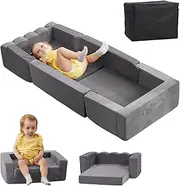 WEEKAN Toddler Travel Bed, Foldable Kids Travel Bed Sofa Chair Toddler Travel Cot 2-in-1 Portable Toddler Bed for Travel Camping Vacations Trips