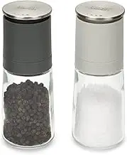 Joseph Joseph Duo Manual Salt and Pepper Mill Set - Inverted Grinder with Ceramic Grinder, Black/Grey