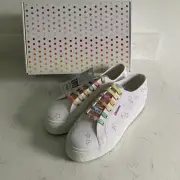 NWT Superga 2790 Embroidery LCB Women’s White Platform Sneakers Size 10 S3100JW