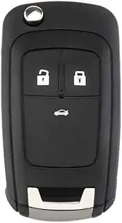 Replacement Flip Folding Key Fob Case Cover fit for 2010 2011 2012 2013 2014 Chevy Chevrolet Camaro Cruze Malibu Equinox Sonic Impala Remote Key Fob Shell OHT01060512 (3 Button)