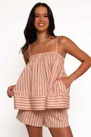 [PUP3] Aiesha Short Set - Pink Stripe XS Orange