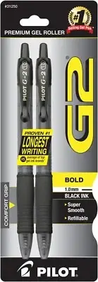 Pilot, G2 Premium Gel Roller Pens, Bold Point 1 mm, Pack of 2, Black