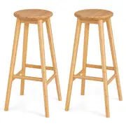 Giantex 2pcs High Bar Stools Bamboo Chairs Kitchen Bar Stool Modern Barstools Round Seat Pub Cafe Bistro Home, Natural