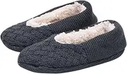 [bawilom] Slipper Socks for Women Grippers- House Slippers Casual Winter Warm Indoor Fuzzy Fluffy Ladies Slippers Ankle Socks, Dark Gray, Large
