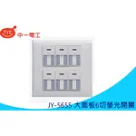 中一電工精密系列 JY-5655 大面板6切螢光開關