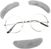 Healeved 1Set Old Man Costume Accessories with Fake Eyebrows Glasses for Boys Days of School Halloween Cosplay Party Fun