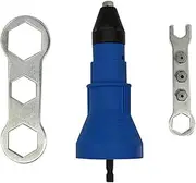 Electric Rivet Nut Gun Riveting Tool Fit for Cordless Drill Riveter Insert Nut Tool Electric Rivet Gun Accessories(Blue)