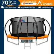 12FT Kids Trampoline with Ladder & Safety Net - Orange Outdoor Fun OR-AB