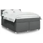 Box Spring Bed Queen Dark Grey Mattress Topper Pocket Springs Fabric 6088