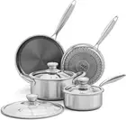 ( 7 Peice) Aufranc® Hybrid Nonstick Stainless Steel Cookware Set, Induction, Non