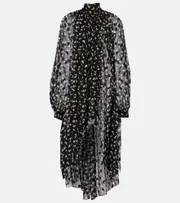 [Chloe] Chloé Floral silk chiffon midi dress AU 18 black