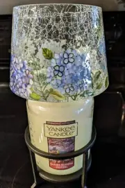 Yankee Candle Blue Hydrangea Crackle Glass Topper/Shade "2025'