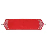 Embroidered Faux Silk Table Runner 33 x 135 cm Eve Red Silver