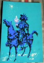 Christmas Greeting * FRENCH: Joyeux Noel - king on a horse bearing a Gift