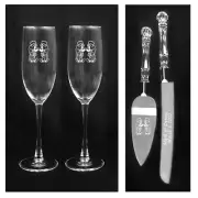 Mickey Mickey Mouse Gay Same Sex Disney Wedding Glasses cake server engraved