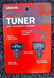 D'Addario Micro TUNER Clip-on PW-CT-12TP TWIN PACK Chromatic Tuner Headstock