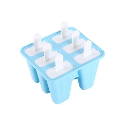 6-Cavity Silicone Ice Pop Molds Reusable Popsicle Maker Mold Easy Release