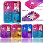 For iPhone XR XS Max Gradient Glitter Quicksand Liquid Full-Body Protective Case