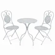 3 Piece Bistro Set Steel Greyish White vidaXL