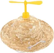 TOYANDONA Adjustable Cat Dog Sun Hat with Unique Propeller Design Stylish Woven Straw Cap for Pets Decorative Party Hat for Small Dogs and Cats Sunshade Protection