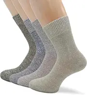 [PASINI FASHION] 4 Pairs Unisex Linen Blend Socks - Flax Collection - Breathable, Natural and Eco-Friendly, Sage Mint Avio Grey, 8-10 US