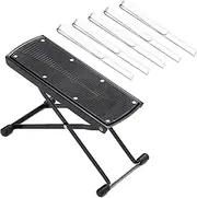 Waltool 6Pcs 6-Position Height Adjustable Guitar Foot Stool and Clear Music Book Clips, Folding Non-Slip Leg Footstool, Acrylic Sheet Music Holder for Classical Guitar Player Students