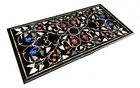 3'x2' black Marble dining Center coffee Table Top Inlay antique pietra dura l1