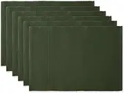 DII 100% Cotton, Ribbed 13x 19 Everyday Basic Placemat Set of 6, Dark Green