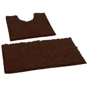 Brown Bathroom Rugs Sets 2 Piece, Luxury Chenille Bath Mat Set, Soft Plush An...