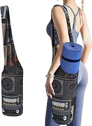 JKLQWH Vintage Wall of Radio Boombox Printed Yoga Mat Bag Long Tote with Pockets for Your Yoga Accessories Exercise Yoga Mat Carrier Holder Multi-Functional Storage Bag Holds Most Pilates Mats