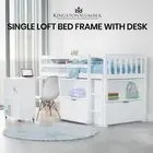 KINGSTON SLUMBER Wooden Kids Single Loft Bed Frame Desk Storage Drawers