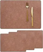 Reversible PVC Leather Placemats Set of 4 – Heat, Scratch & Waterproof Table Mats for Dining & Coffee Tables – Anti-Slip, Washable Kitchen Decor – Eco Certified (30x45cm, AU Style)